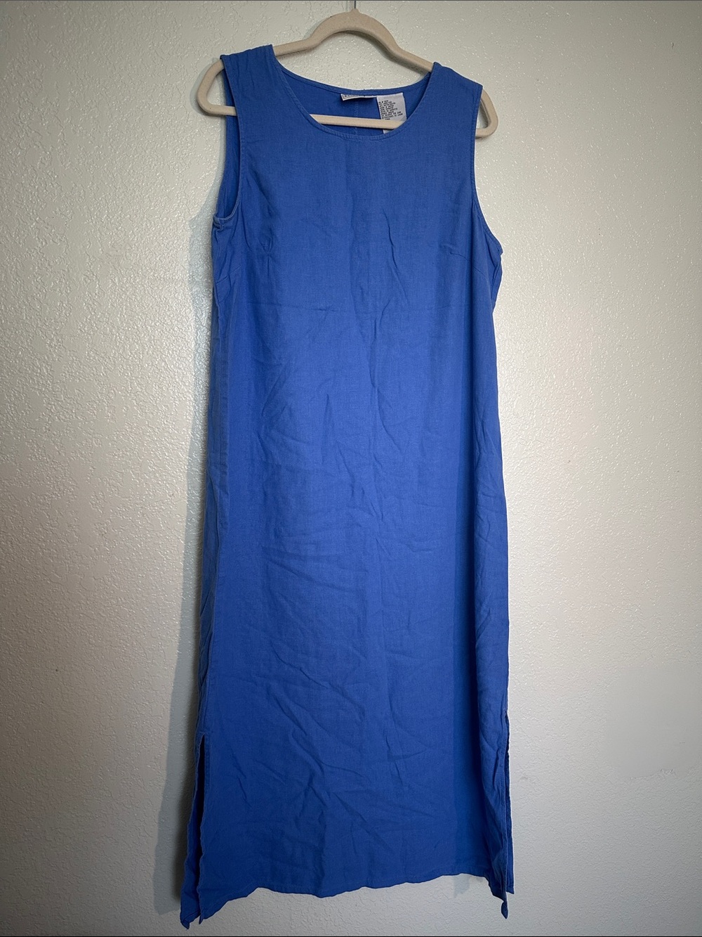 Studio Ease Linen Periwinkle Sleeveless  Maxi Dress Classic Sheath GUC
